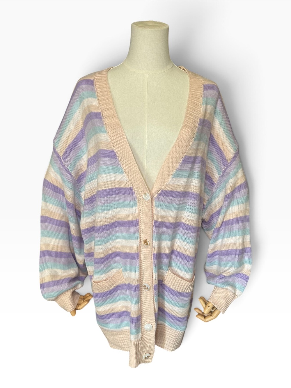 Le Lis Pastel Striped Cardigan - Picture 2 of 9